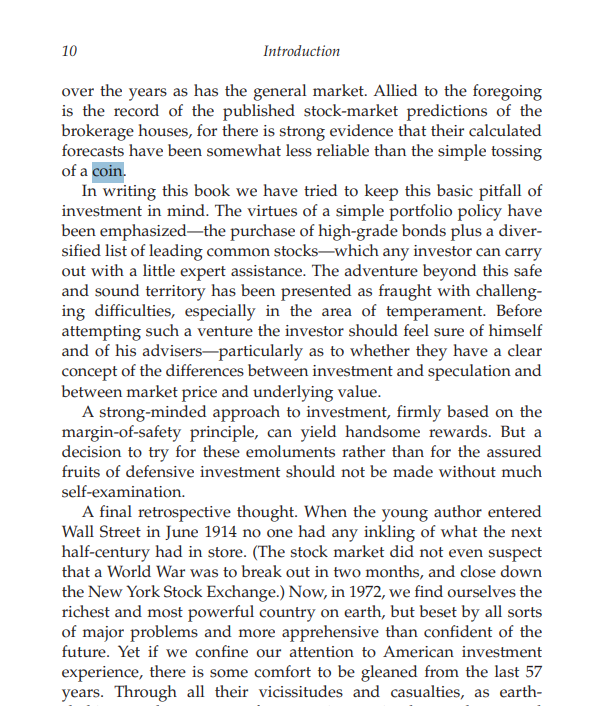 Page from The Intelligent Investor mentioning the smart investor.